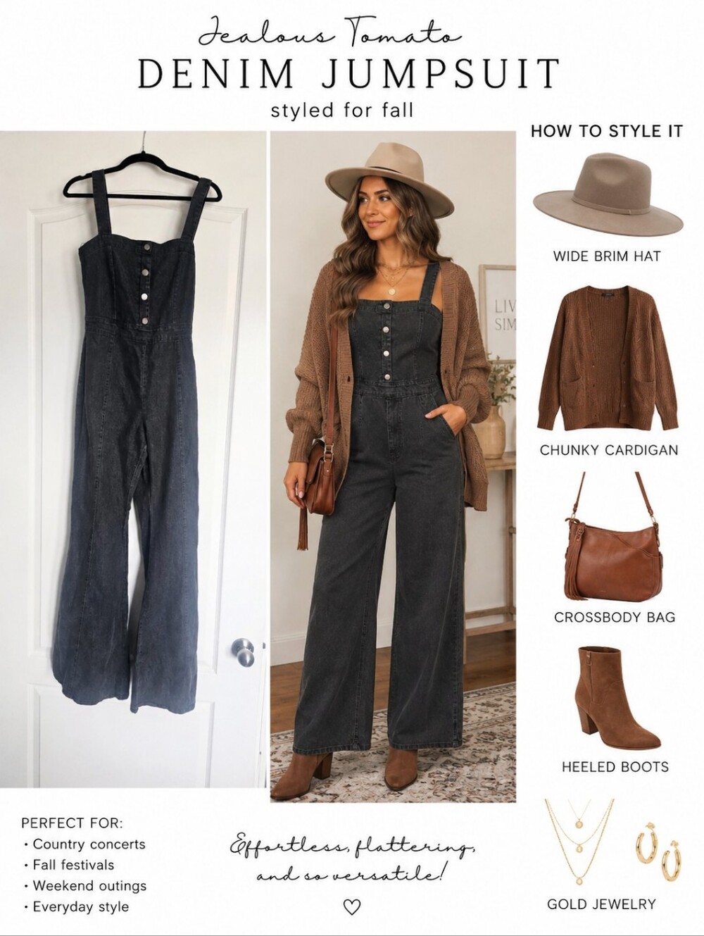Jealous Tomato Dark Wash Denim Jumpsuit Small Wide Leg Western
